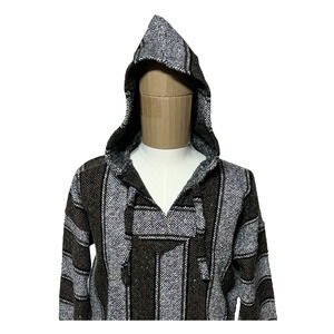 Art-Maz‎ Drug Rug Tapastry Hoodie Mens XL Brown Gray Pockets Pullover